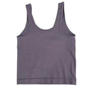 A New Day Womens Ribbed Seamless Tank Top Mauve Purple Grey Scoop Neck Size M
